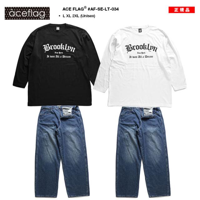 ACE FLAG 上下セット 長袖 ロンT デニム メンズ 黒/白 大きい