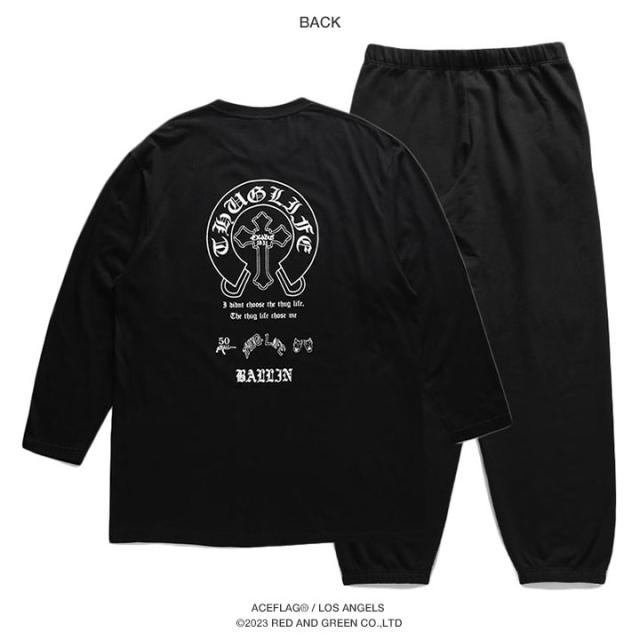 ACE FLAG 上下セット 長袖 ブランド スケボー メンズ 黒 大きいサイズ