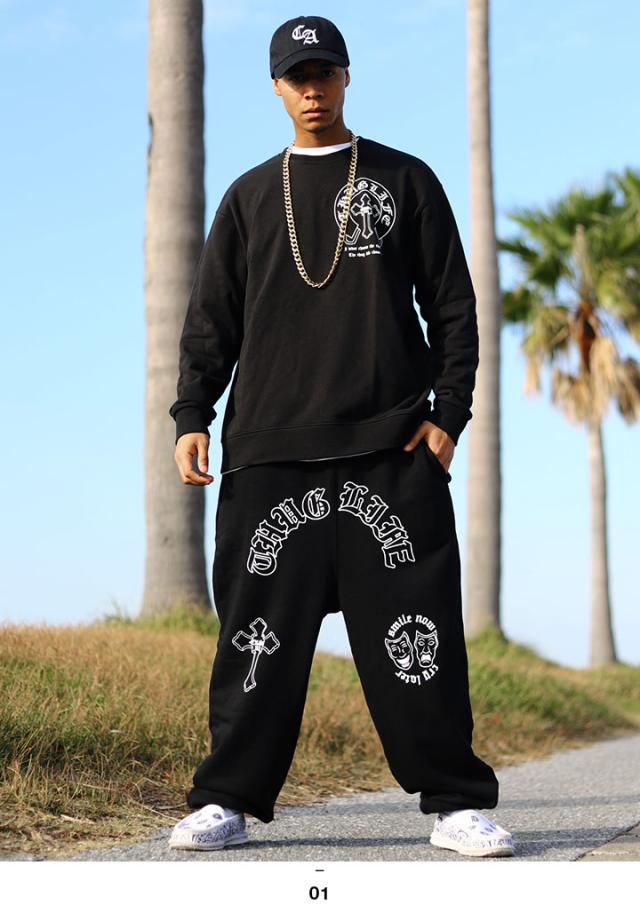 ACE FLAG 上下セット 長袖 メンズ 春秋冬用 黒 大きいサイズ エースフラッグ セットアップ トレーナー スウェット 上下 THUG LIFE サグライフ 馬蹄 2pac 十字架 b系 ヒップホップ ストリート系 ハイ 新作 AF-SE-SW-032 ACE FLAG 上下セット 長袖 メンズ 春秋冬用 黒 大きいサイズ エース