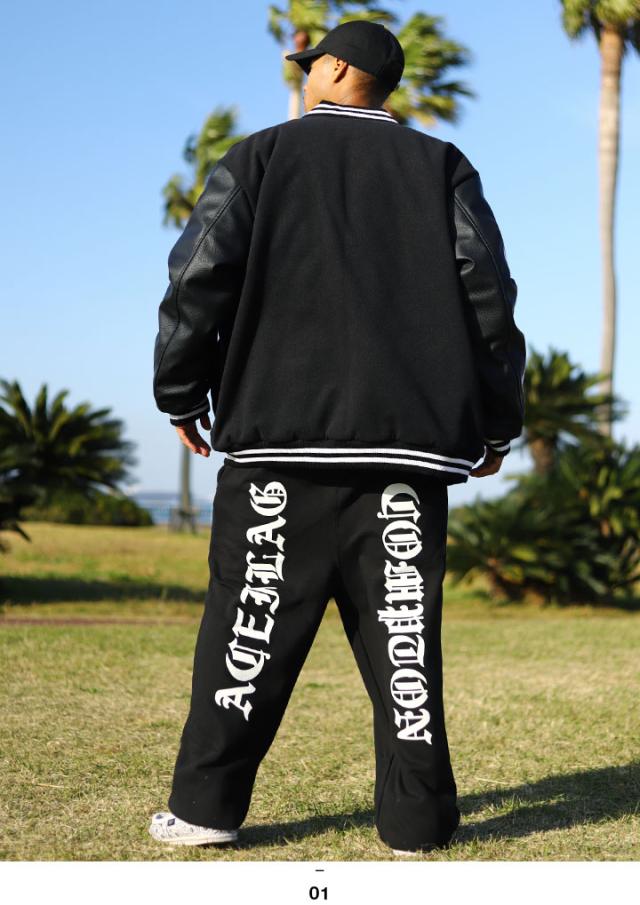 ACE FLAG 上下セット 長袖 スケボー メンズ 黒 大きいサイズ エース