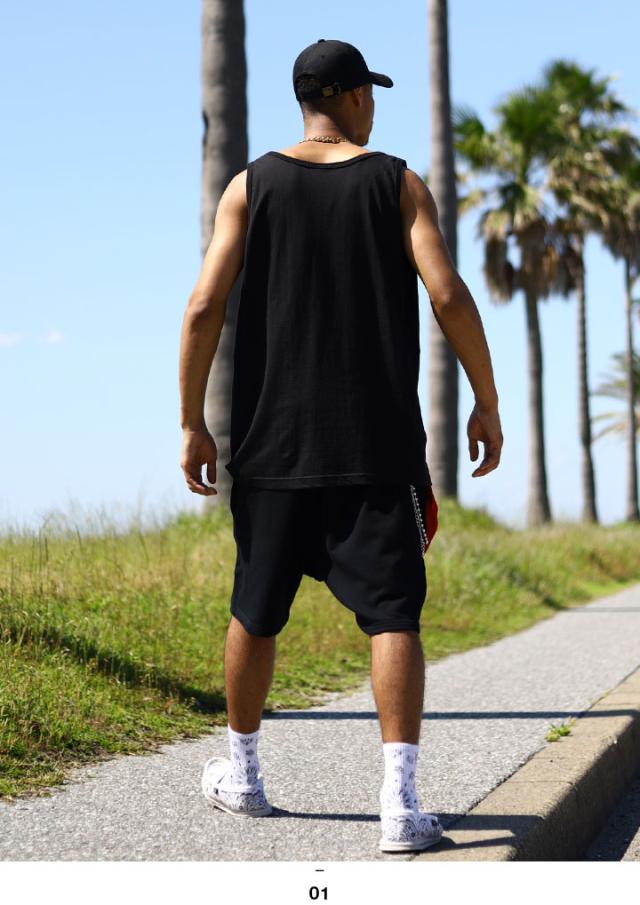 ACE FLAG 上下セット ブランド ノースリーブ Tシャツ タンクトップ ハーフパンツ メンズ 春夏用 黒 白 大きいサイズ エースフラッグ セットアップ ペイズリー柄 バイアス柄 ビッグシルエット b系 ヒップホップ ストリート系 ハイ 新作 AF-SE-TK-041