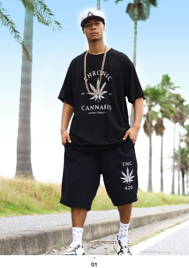 ACE FLAG 上下セット 半袖 ブランド Tシャツ ハーフパンツ メンズ 春夏用 全2色 大きいサイズ エースフラッグ セットアップ バッズ 大麻 マリファナ ヘンプ ロゴ ビッグシルエット b系 ヒップホップ ファッション ダンス ストリート系 ハイ 新作 AF-SE-TS-176