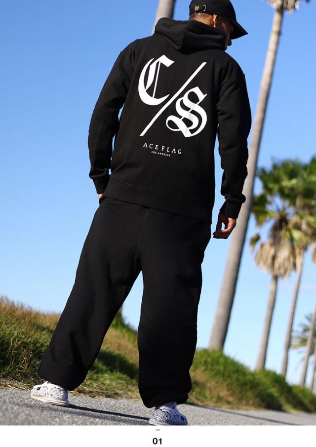 ACE FLAG 上下セット 長袖 ブランド メンズ 春秋冬用 黒 大きいサイズ