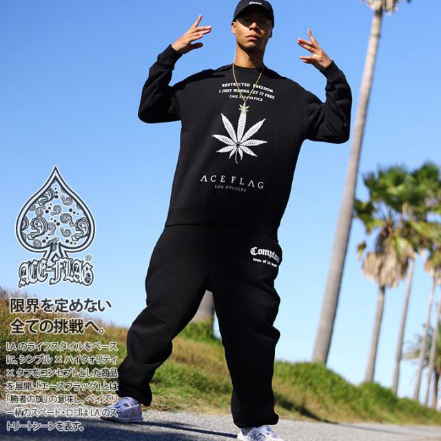 ACE FLAG 上下セット 長袖 ブランド スケボー メンズ 春秋冬用 黒