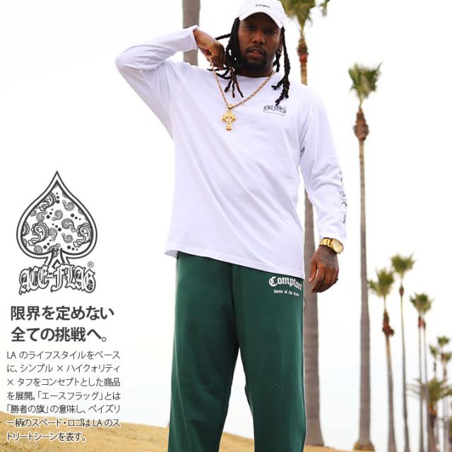ACE FLAG 上下セット 長袖 ブランド スケボー メンズ 春秋冬用 白 黒 大きいサイズ エースフラッグ セットアップ ロンT スウェットパンツ ピンストライプ 装飾アート ビッグシルエット 深緑 アメ車 b系 ヒップホップ ファッション ストリート系 2025 新作 AF-SE-LT-153