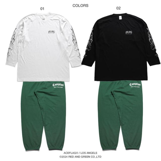 上下セット【48%OFF】ACE FLAG 長袖 ブランド スケボー メンズ 春秋冬用 白 黒 大きいサイズ エースフラッグ セットアップ ロンT スウェットパンツ ピンストライプ 装飾アート ビッグシルエット 深緑 アメ車 b系 ヒップホップ ファッション ストリート系 AF-SE-LT-153