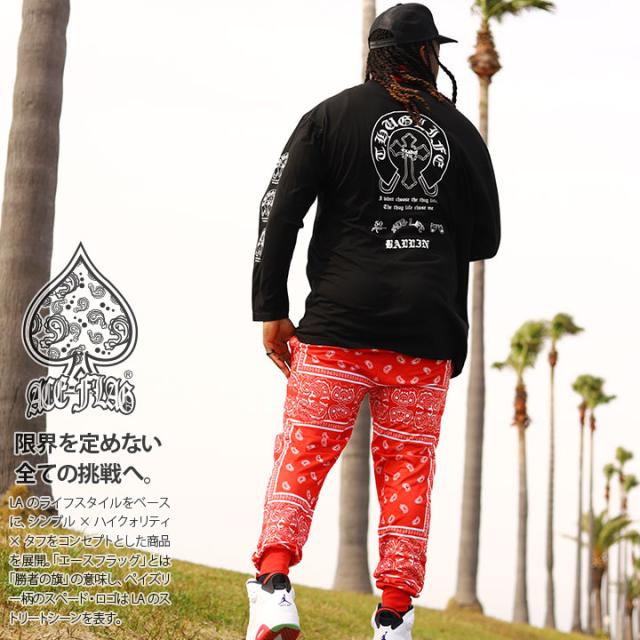 ACE FLAG 上下セット 長袖 ブランド Tシャツ ロンT ロングパンツ メンズ 春秋冬用 黒 大きいサイズ エースフラッグ セットアップ ジャージ トラックパンツ 総柄 2Pac 馬蹄 ビッグシルエット b系 ヒップホップ ファッション ストリート系 ハイ 2025 新作 AF-SE-LT-155