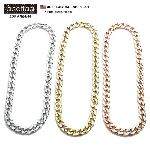 ネックレス チェーン ゴールド 喜平 ロング 最大88cm b系 ヒップホップ エースフラッグ ACEFLAG メンズ レディース プラチェーン メッキ プラスチック 超軽量 極太 シルバー ラッパー キッズ AF-NE-PL-001