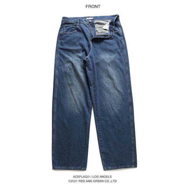 ACEFLAG パンツ デニム ジーンズ メンズ バギーパンツ ワイド ジーパン ズボン ゆったり Gパン 太め 無地 シンプル エースフラッグ ハイ ブランド メンズデニム ストリート 春夏秋冬用 大きいサイズ AF-LP-DE-001_12