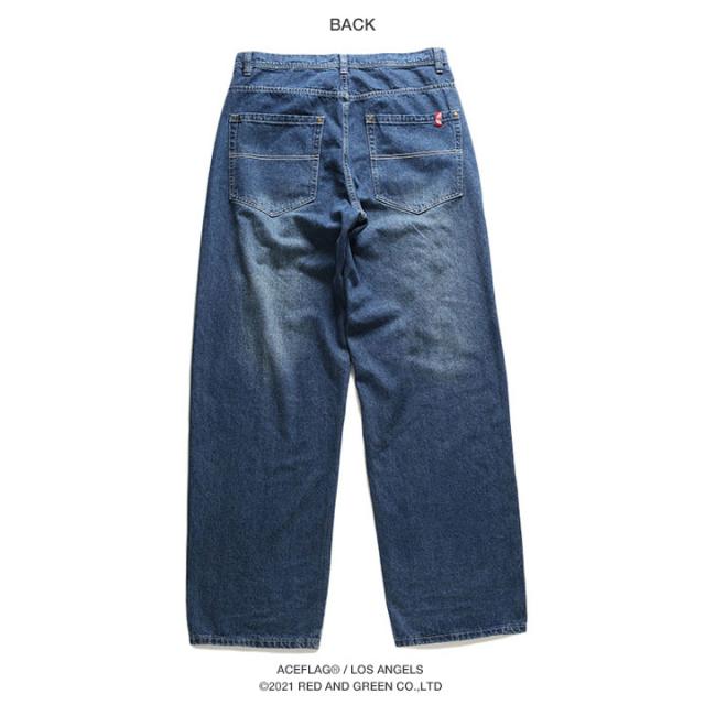 ACEFLAG パンツ デニム ジーンズ メンズ バギーパンツ ワイド ジーパン