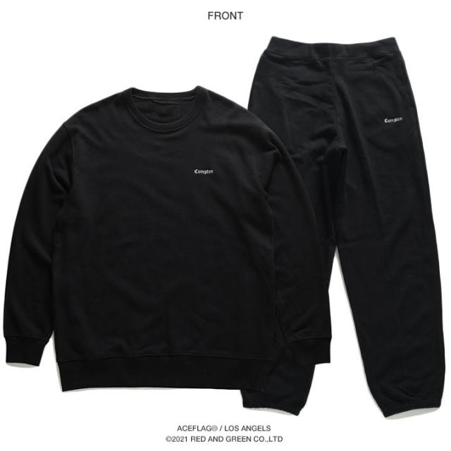 ACEFLAG トレーナー スウェット ルームウェア パンツ 上下セット 綿100 メンズ レディース 春秋冬用 黒 エースフラッグ セットアップ パイル スウェットパンツ Compton コンプトン 刺繍 b系 ヒップホップ ブランド AF-SE-SW-002_8