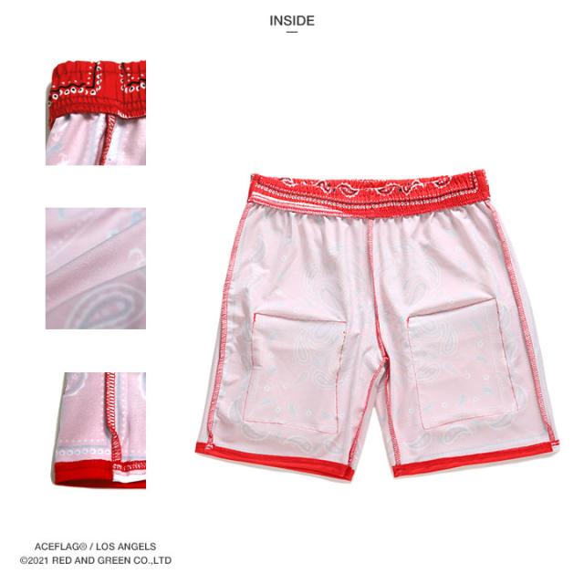 ACEFLAG 上下セット 半袖 ブランド Tシャツ ハーフパンツ 上下 メンズ 春夏用 黒 大きいサイズ エースフラッグ セットアップ Compton ペイズリー柄 b系 ヒップホップ ファッション AF-SE-TS-023の通販は