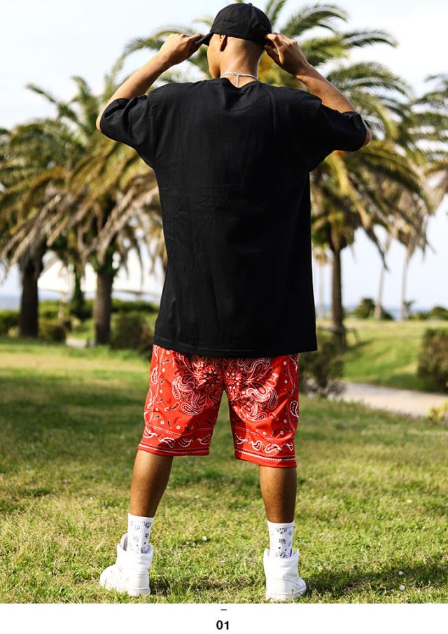 ACEFLAG 上下セット 半袖 ブランド Tシャツ ハーフパンツ 上下 メンズ 春夏用 黒 大きいサイズ エースフラッグ セットアップ Compton ペイズリー柄 b系 ヒップホップ ファッション AF-SE-TS-023の通販は