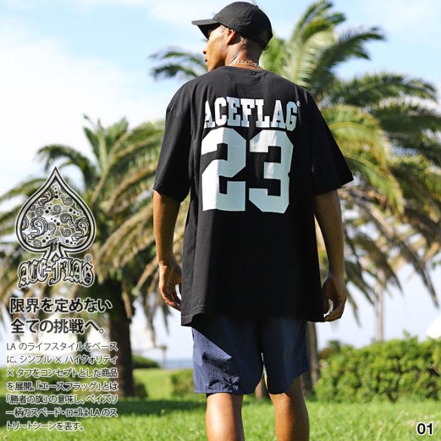 ACE FLAG 上下セット 半袖 ブランド Tシャツ ハーフパンツ 上下 メンズ 春夏用 全4色 大きいサイズ エースフラッグ セットアップ ビッグシルエット ペイズリー ナンバー 23 袖ロゴ b系 ヒップホップ ファッション ストリート系 ハイ 夏 新作 AF-SE-TS-098