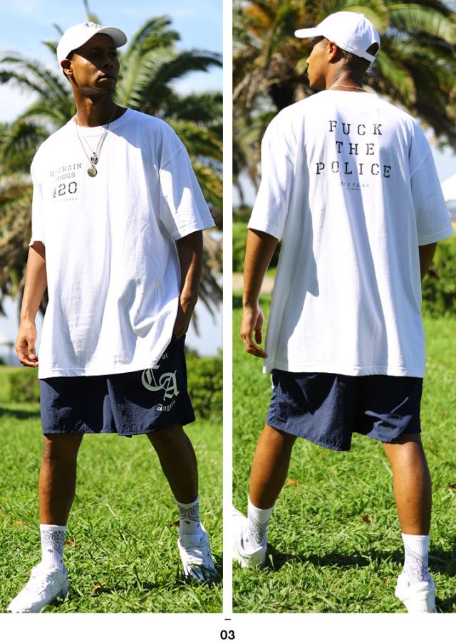 【43%OFF】ACE FLAG 上下セット 半袖 ブランド Tシャツ ハーフパンツ メンズ 全4色 大きいサイズ エースフラッグ セットアップ ビッグシルエット Fuck the Police 大麻 ヘンプ ロゴ b系 ヒップホップ AF-SE-TS-100