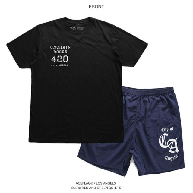 【43%OFF】ACE FLAG 上下セット 半袖 ブランド Tシャツ ハーフパンツ メンズ 全4色 大きいサイズ エースフラッグ セットアップ ビッグシルエット Fuck the Police 大麻 ヘンプ ロゴ b系 ヒップホップ AF-SE-TS-100
