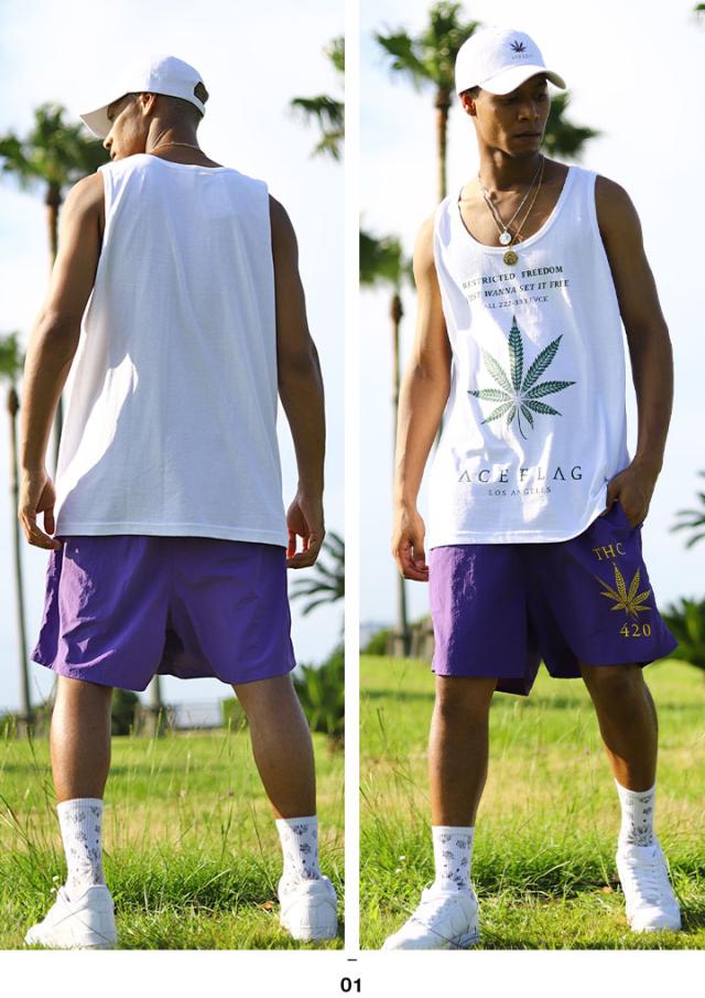 ACE FLAG 上下セット ノースリーブ ハーフパンツ メンズ 全6種 大きい