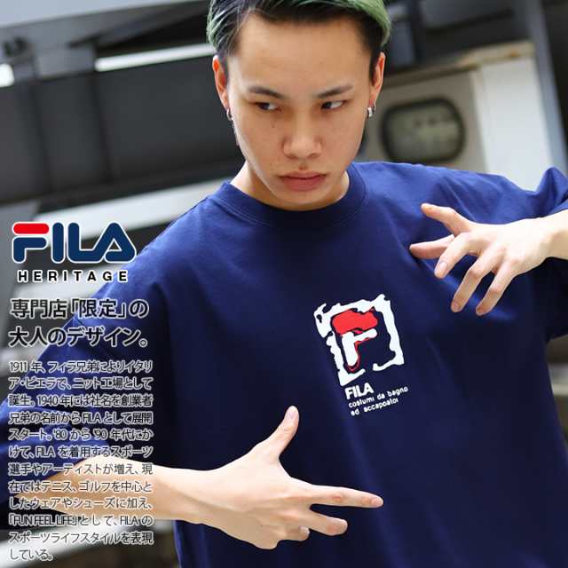 格安 フィラ Fila Tシャツ 半袖 メンズ レディース 白 黒 紫 赤 M L Xl 2l Ll 2xl 3l Xxl 大きいサイズ B系 ヒップホップ ストリート系 スポーツ ファッション 服 かっこいい おしゃれ 縦ライン 切替 刺繍 ボックスシルエット