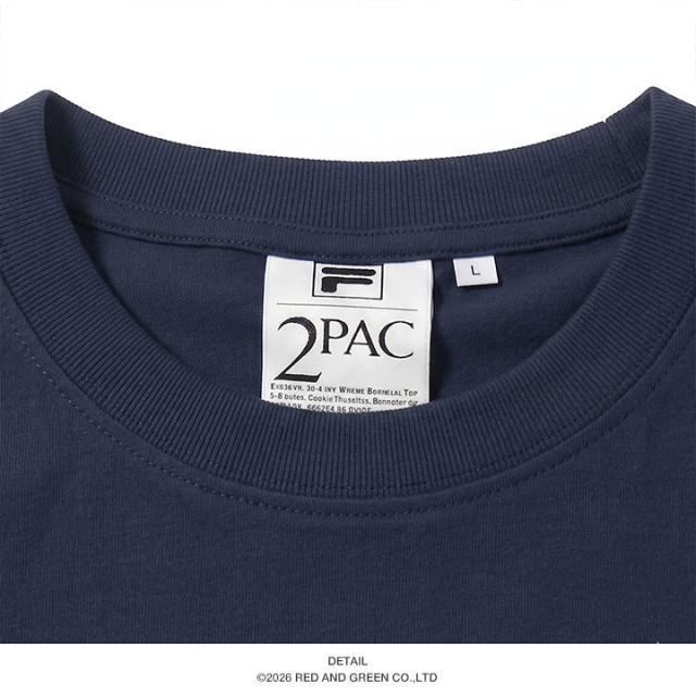 FILA × 2PAC 2パック Tシャツ 半袖 メンズ 春夏用 紺 白 大きいサイズ 限定 コラボ 公式 フィラ シンプル バンダナ ペイズリー柄  HIPHOP bボーイ 西海岸系 ビッグシルエット b系 ヒップホップ ファッション スポーツ ストリート系 ブランド 服 2026春夏 新作 SM6SAU703_12