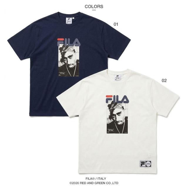 FILA × 2PAC 2パック Tシャツ 半袖 メンズ 春夏用 紺 白 大きいサイズ 限定 コラボ 公式 フィラ シンプル バンダナ ペイズリー柄  HIPHOP bボーイ 西海岸系 ビッグシルエット b系 ヒップホップ ファッション スポーツ ストリート系 ブランド 服 2026春夏 新作 SM6SAU703_8