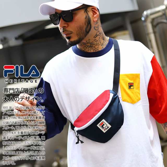 FILA heritage バッグ メンズ レディース 紺/黒 フィラ ヘリテージ BAG ウエストポーチ ウエストバッグ ウエストバック  ショルダーバッグ スマホショルダー バイカラー b系 ヒップホップ ファッション ダンス スポーツ ストリート系 ブランド FDH001の通販はau  PAY ...