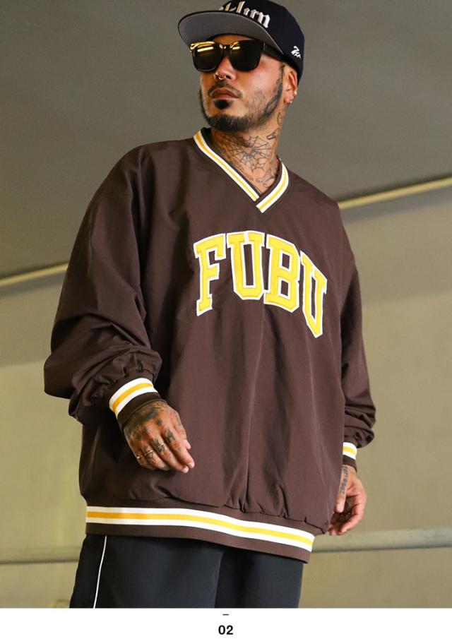 【40%OFF】FUBU アウター 長袖 ウインドブレーカー Vネック ピステ ブルゾン メンズ 春秋冬用 黒 茶色 大きいサイズ フブ ナイロンジャケット 切り替え ワッペン 刺繍 ビッグシルエット b系 ヒップホップ スポーツ ストリート系 ハイ ブランド 服 2025秋冬 新作 FAM-52104_5