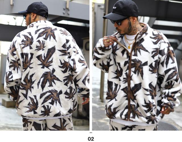 HUF アウター　フリース HUF ハフ ジャケット SATIVA FLORAL FULL-ZIP SHERPA JACKET