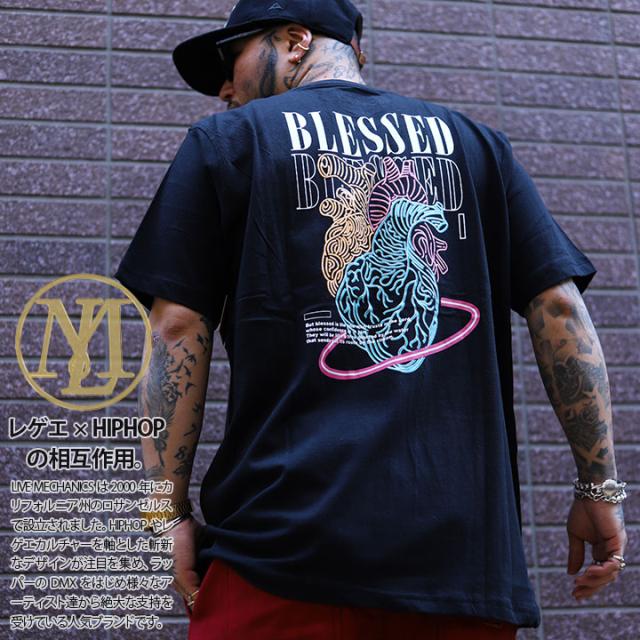 LIVE MECHANICS Tシャツ 半袖 メンズ 春夏用 黒 大きいサイズ ライブメカニクス シンプル 心臓 ネオン ネオンカラー ネオン管 地球 スペースエイジ カラフル ビッグシルエット b系 ヒップホップ ファッション レゲエ ストリート系 ハイ ブランド 服 新作 LM-T107の通販は