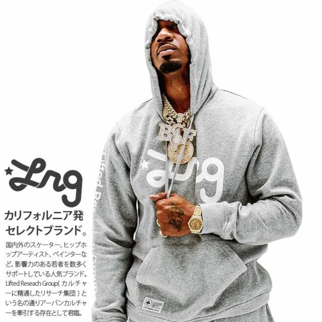 LRG パーカー ブランド スケボー フーディ 長袖 スウェット 裏起毛 メンズ グレー/黒 大きいサイズ エルアールジー フードパーカー トッ｜au  PAY マーケット