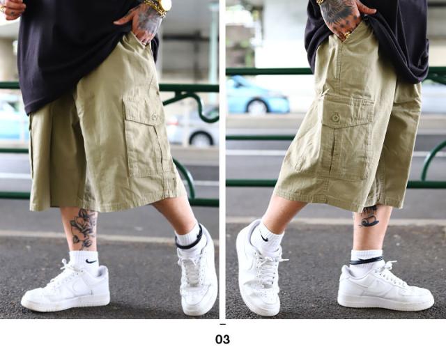 LRG ハーフパンツ メンズ ひざ下 チノパン 全3色 大きいサイズ エルアールジー ショートパンツ ポケット カーゴパンツ ゆったり 太め パンツ おしゃれ かっこいい 無地 迷彩柄 極太 b系 ヒップホップ ファッション ストリート系 ハイ ブランド J186005