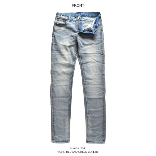 mnml デニム ジーンズ メンズ 春夏秋冬用 インディゴライトブルー 大きいサイズ ミニマル ジーパン Gパン パンツ スキニー スリム 細身 ストレッチ おしゃれ かっこいい シンプル b系 ヒップホップ ファッション ストリート系 ハイ ブランド D592-BLUの通販は