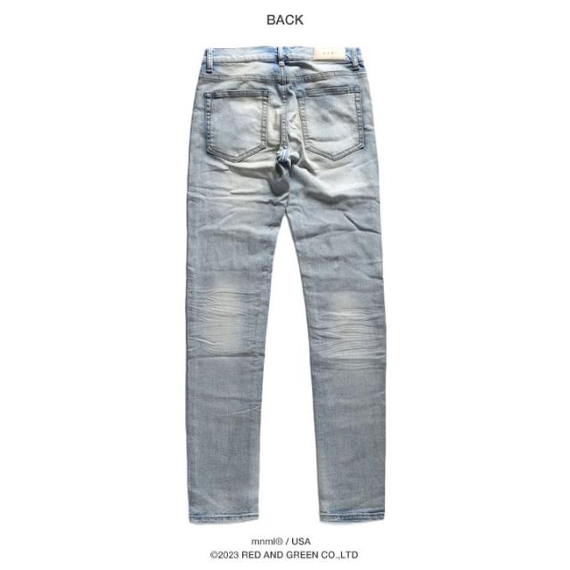 mnml デニム ジーンズ メンズ 春夏秋冬用 インディゴライトブルー 大きいサイズ ミニマル ジーパン Gパン パンツ スキニー スリム 細身 ストレッチ おしゃれ かっこいい シンプル b系 ヒップホップ ファッション ストリート系 ハイ ブランド D592-BLUの通販は