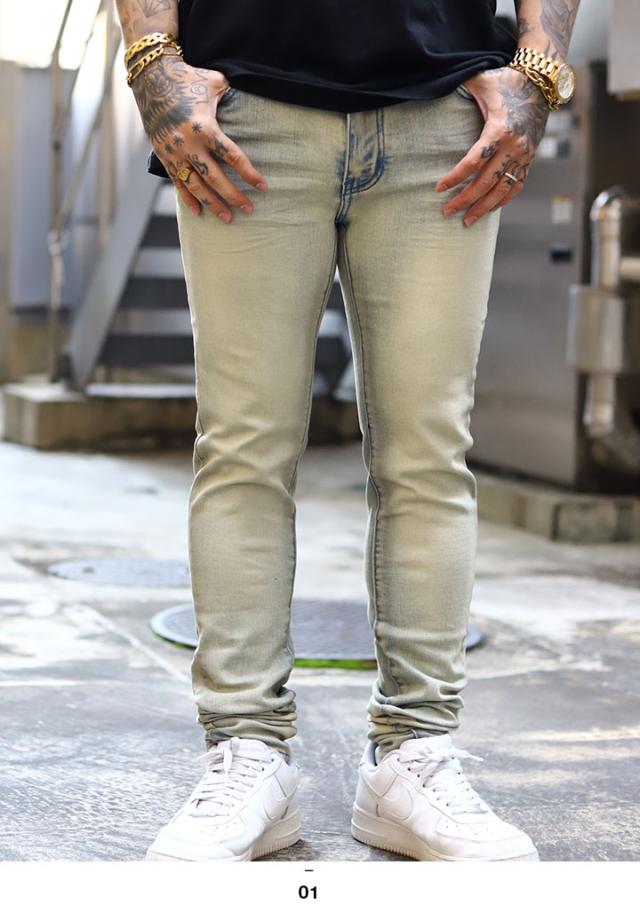 mnml デニム ジーンズ メンズ 春夏秋冬用 インディゴライトブルー 大きいサイズ ミニマル ジーパン Gパン パンツ スキニー スリム 細身 ストレッチ おしゃれ かっこいい シンプル b系 ヒップホップ ファッション ストリート系 ハイ ブランド D592-BLUの通販は