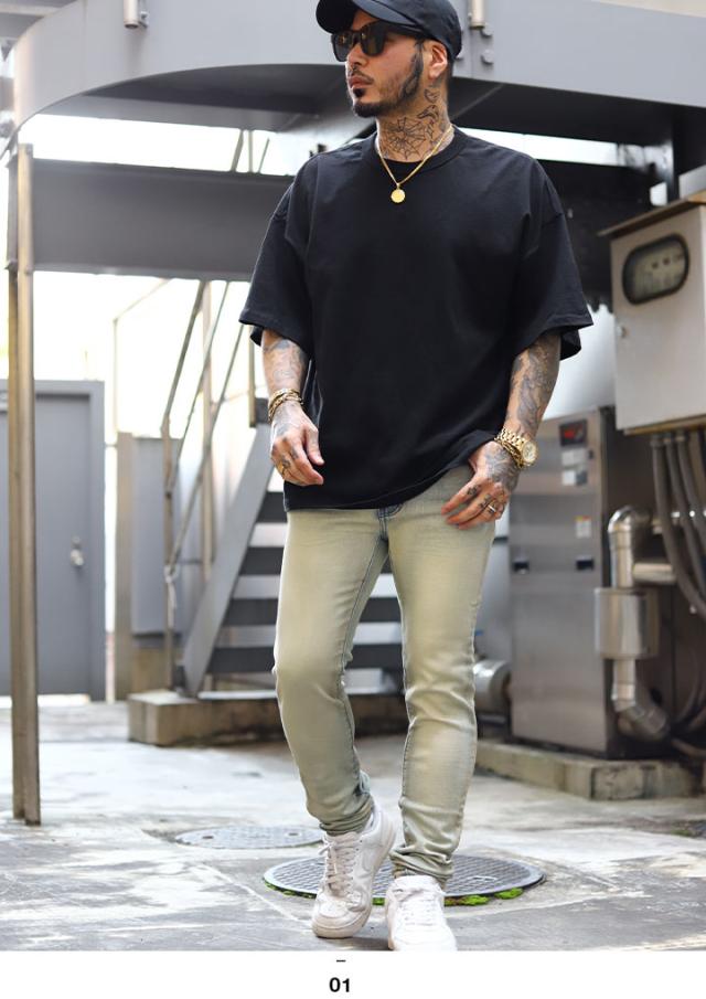 mnml デニム ジーンズ メンズ 春夏秋冬用 インディゴライトブルー 大きいサイズ ミニマル ジーパン Gパン パンツ スキニー スリム 細身 ストレッチ おしゃれ かっこいい シンプル b系 ヒップホップ ファッション ストリート系 ハイ ブランド D592-BLUの通販は