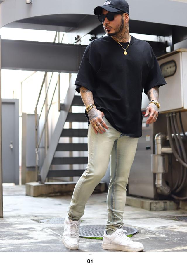 mnml デニム ジーンズ メンズ 春夏秋冬用 インディゴライトブルー 大きいサイズ ミニマル ジーパン Gパン パンツ スキニー スリム 細身 ストレッチ おしゃれ かっこいい シンプル b系 ヒップホップ ファッション ストリート系 ハイ ブランド D592-BLUの通販は