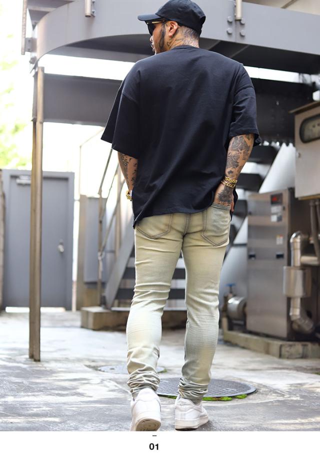 mnml デニム ジーンズ メンズ 春夏秋冬用 インディゴライトブルー 大きいサイズ ミニマル ジーパン Gパン パンツ スキニー スリム 細身 ストレッチ おしゃれ かっこいい シンプル b系 ヒップホップ ファッション ストリート系 ハイ ブランド D592-BLUの通販は