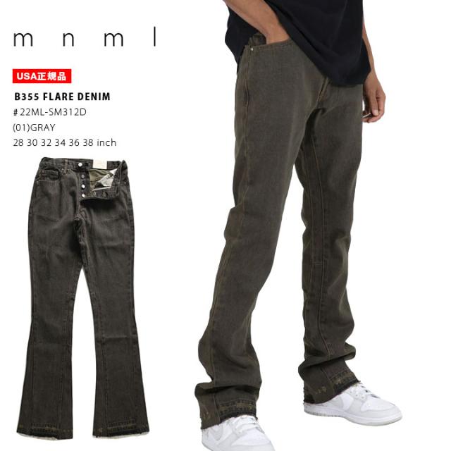 mnml デニム ジーンズ メンズ グレー 大きいサイズ ミニマル ジーパン Gパン パンツ スリム 細身 おしゃれ 無地 フレアパンツ フレア ブーツカット ラインパンツ ウォッシュ b系 ヒップホップ ファッション ストリート系 ハイ ブランド 22ML-SM312Dの通販は 11,171円