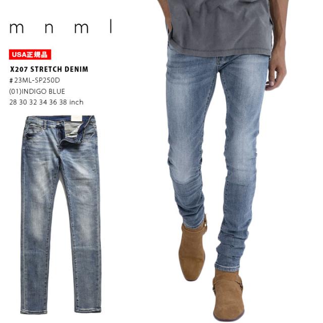 mnml デニム ジーンズ メンズ インディゴブルー 大きいサイズ ミニマル ジーパン Gパン パンツ スキニー スリム ストレッチ おしゃれ 無地 シンプル 細い 細身 b系 ヒップホップ ファッション ストリート系 ハイ ブランド 新作 23ML-SP250Dの通販は