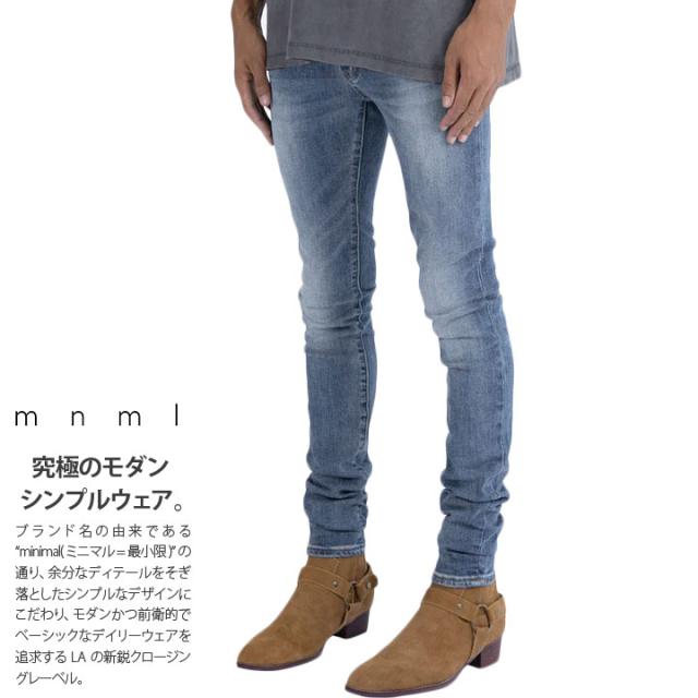 mnml デニム ジーンズ メンズ インディゴブルー 大きいサイズ ミニマル ジーパン Gパン パンツ スキニー スリム ストレッチ おしゃれ 無地 シンプル 細い 細身 b系 ヒップホップ ファッション ストリート系 ハイ ブランド 新作 23ML-SP250D_2