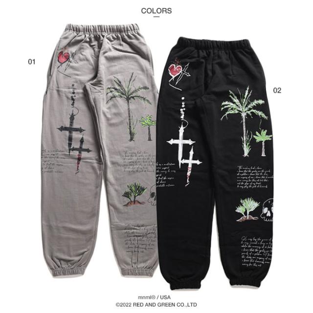 残り僅か】 mnml スウェットパンツ 裏パイル メンズ グレー/黒