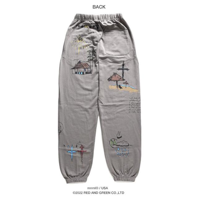 【残り僅か】 mnml スウェットパンツ 裏パイル メンズ グレー/黒 大きいサイズ ミニマル スウェット ロングパンツ ゆったり パンツ おしゃれ 総柄 十字架 スカル グラフィティ ヤシの木 b系 ヒップホップ ファッション ストリート系 ハイ ブランド 22ML-FW359W 残り僅か】 mnml スウェットパンツ 裏パイル メンズ グレー/黒 大きい