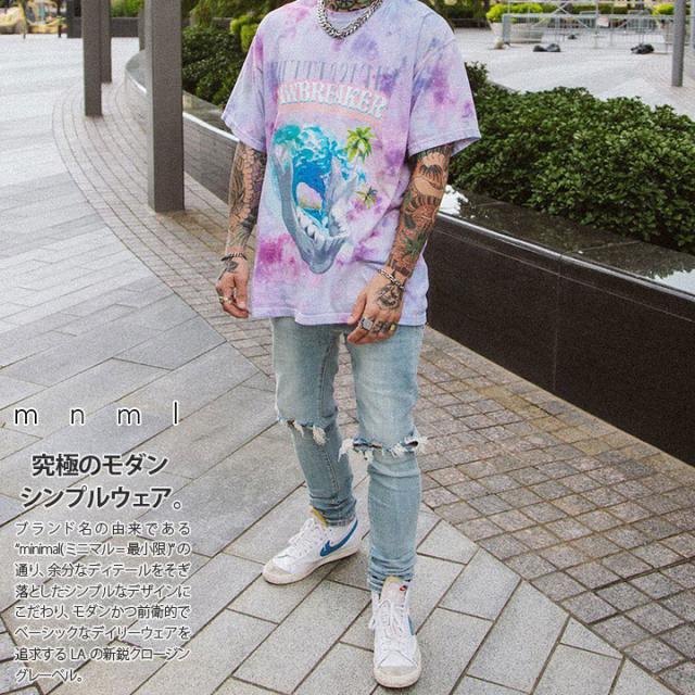 mnml デニム ジーンズ メンズ 春夏秋冬用 インディゴライトブルー 大きいサイズ ミニマル ジーパン Gパン パンツ スキニー スリム 細身 ストレッチ おしゃれ かっこいい シンプル b系 ヒップホップ ファッション ストリート系 ハイ ブランド D582-LBLの通販は