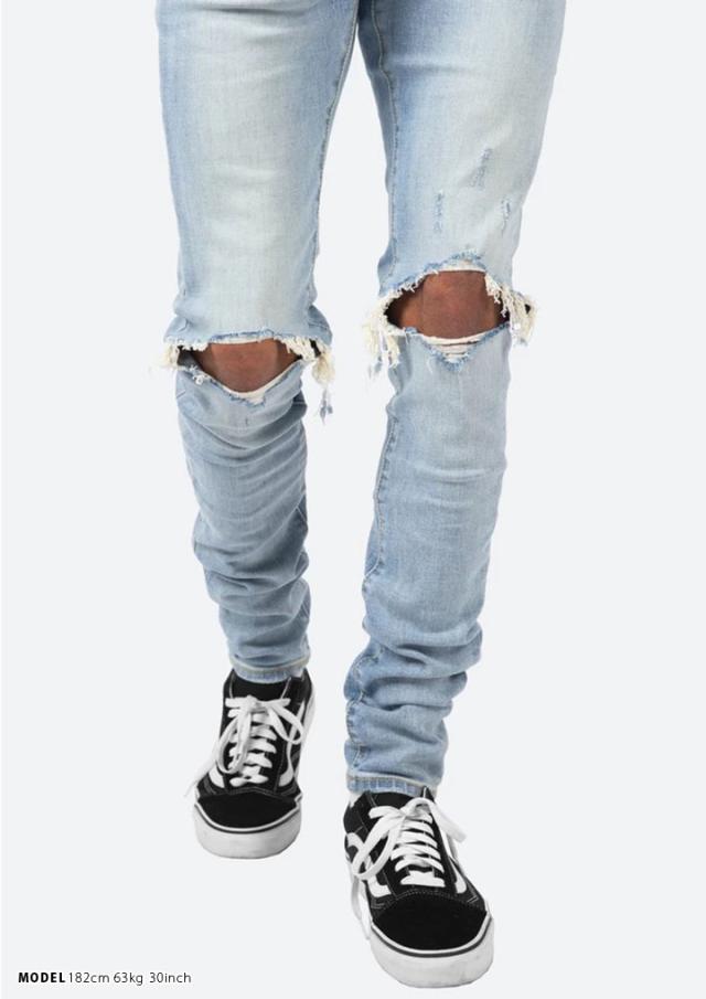 mnml デニム ジーンズ メンズ 春夏秋冬用 インディゴライトブルー 大きいサイズ ミニマル ジーパン Gパン パンツ スキニー スリム 細身 ストレッチ おしゃれ かっこいい シンプル b系 ヒップホップ ファッション ストリート系 ハイ ブランド D582-LBLの通販は