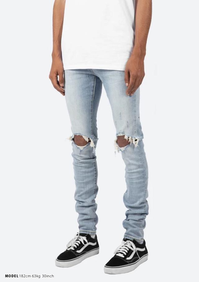 mnml デニム ジーンズ メンズ 春夏秋冬用 インディゴライトブルー 大きいサイズ ミニマル ジーパン Gパン パンツ スキニー スリム 細身 ストレッチ おしゃれ かっこいい シンプル b系 ヒップホップ ファッション ストリート系 ハイ ブランド D582-LBLの通販は