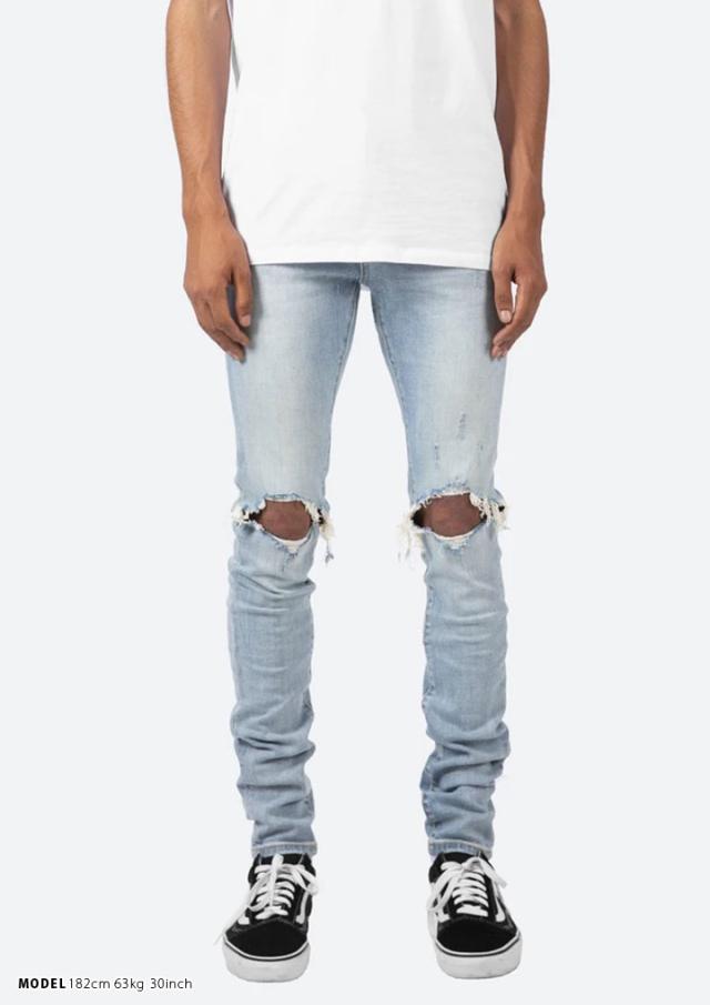 mnml デニム ジーンズ メンズ 春夏秋冬用 インディゴライトブルー 大きいサイズ ミニマル ジーパン Gパン パンツ スキニー スリム 細身 ストレッチ おしゃれ かっこいい シンプル b系 ヒップホップ ファッション ストリート系 ハイ ブランド D582-LBLの通販は