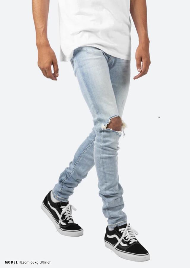 mnml デニム ジーンズ メンズ 春夏秋冬用 インディゴライトブルー 大きいサイズ ミニマル ジーパン Gパン パンツ スキニー スリム 細身 ストレッチ おしゃれ かっこいい シンプル b系 ヒップホップ ファッション ストリート系 ハイ ブランド D582-LBLの通販は