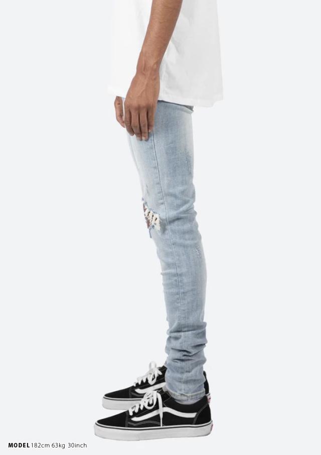 mnml デニム ジーンズ メンズ 春夏秋冬用 インディゴライトブルー 大きいサイズ ミニマル ジーパン Gパン パンツ スキニー スリム 細身 ストレッチ おしゃれ かっこいい シンプル b系 ヒップホップ ファッション ストリート系 ハイ ブランド D582-LBLの通販は