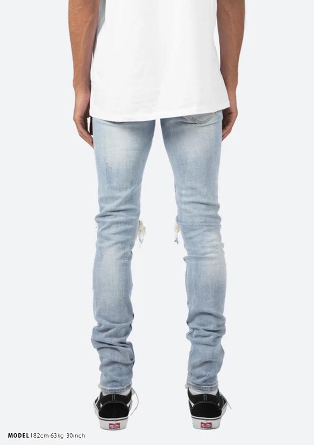 mnml デニム ジーンズ メンズ 春夏秋冬用 インディゴライトブルー 大きいサイズ ミニマル ジーパン Gパン パンツ スキニー スリム 細身 ストレッチ おしゃれ かっこいい シンプル b系 ヒップホップ ファッション ストリート系 ハイ ブランド D582-LBLの通販は