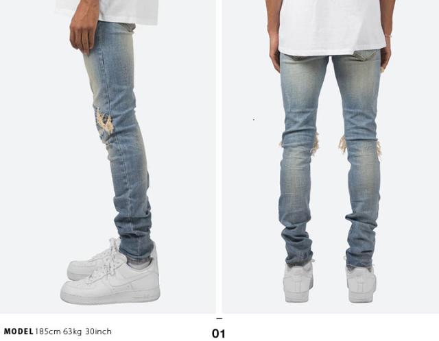 mnml デニム ジーンズ メンズ 春夏秋冬用 インディゴライト