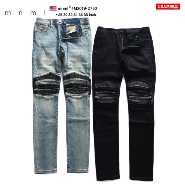 mnml デニム ジーンズ メンズ 春夏秋冬用 インディゴライトブルー/黒 